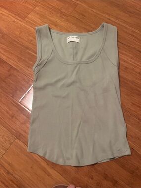 Free People Ribbed Scoop Tank in Sage Green